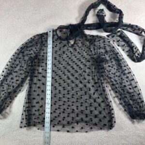 Banana Republic Black Sheer Polka Dot Blouse